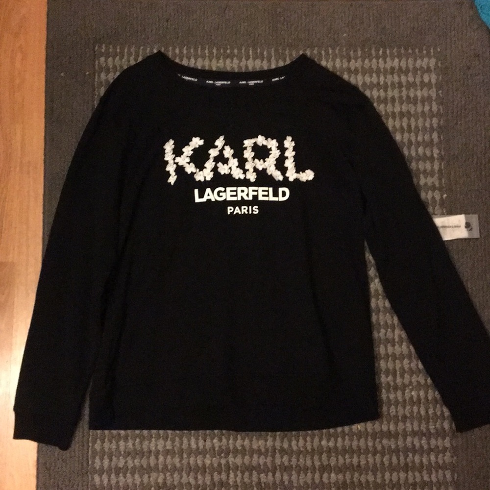 Karl Lagerfeld sweater. Floral design logo.